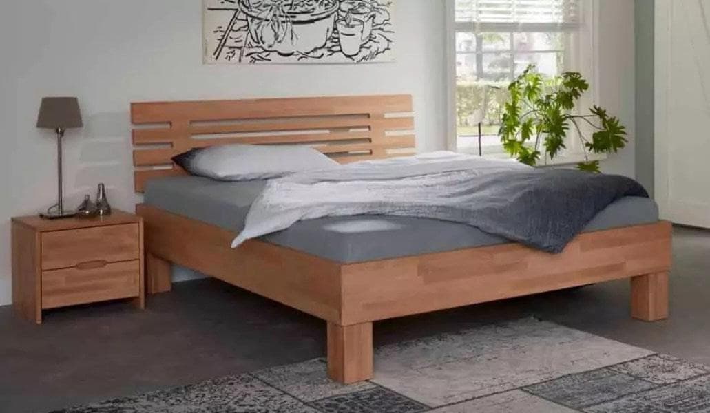 Massivholzbett Basic 02, Buche Massivholz.